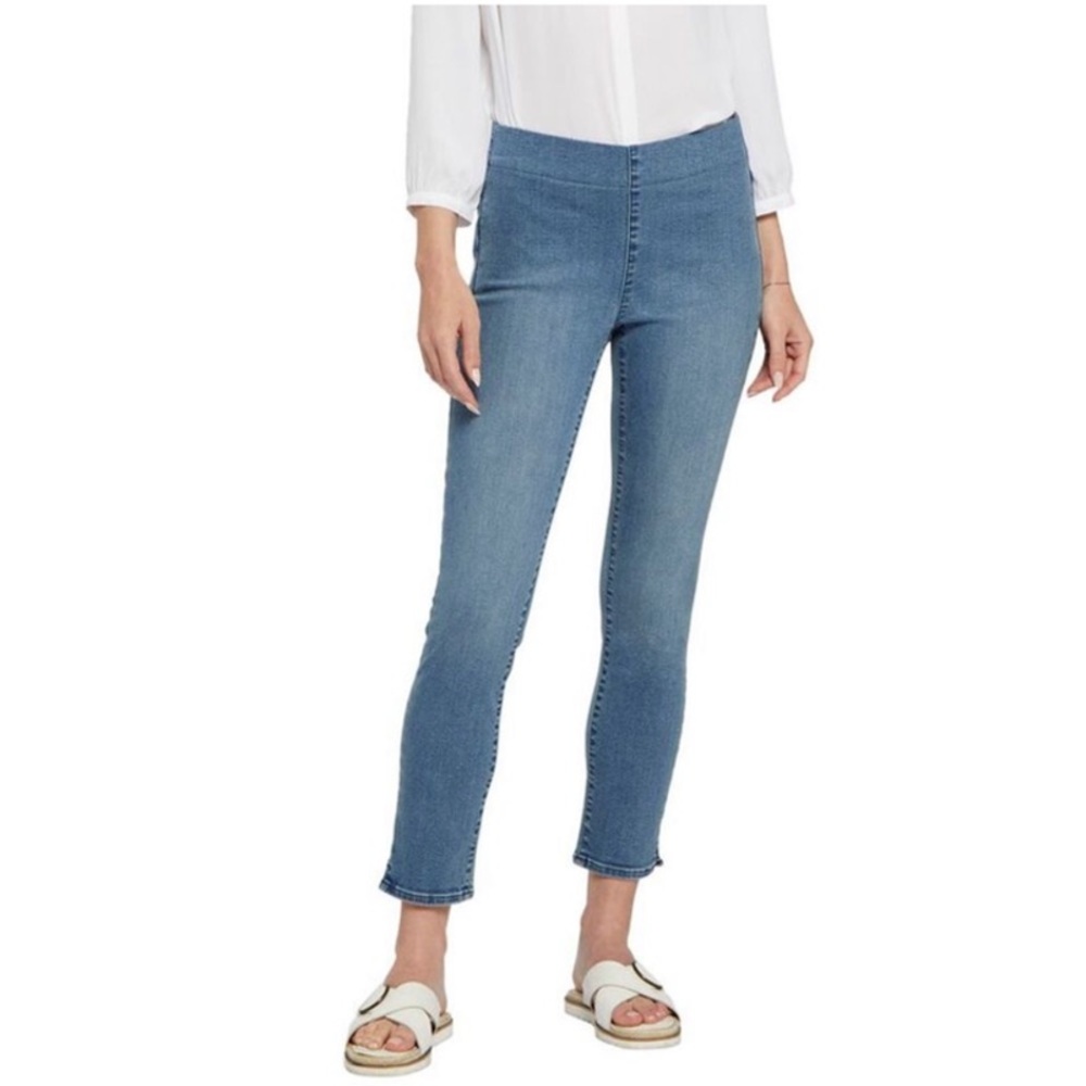 NYDJ Blue Light Wash Pull on Skinny Ankle‎ Jeans Aquino Blue Size 14 Casual